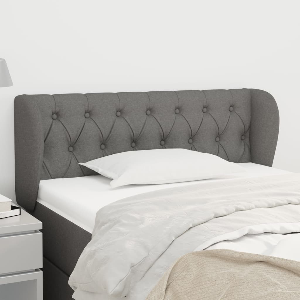 Κεφαλάρι με Πτερύγια Σκούρο Γκρι 93x23x78/88 εκ. Υφασμάτινο - PAKOBAZAAR