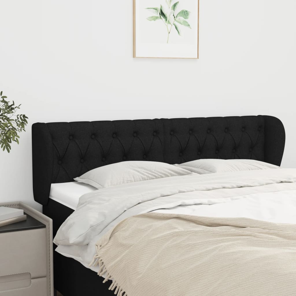Κεφαλάρι με Πτερύγια Μαύρο 147 x 23 x 78/88 εκ. Υφασμάτινο - PAKOBAZAAR