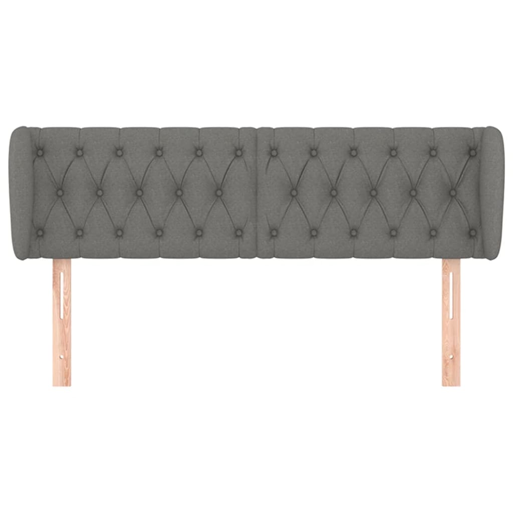 Κεφαλάρι με Πτερύγια Σκούρο Γκρι 163 x 23 x 78/88εκ. Υφασμάτινο - Pakobazaar