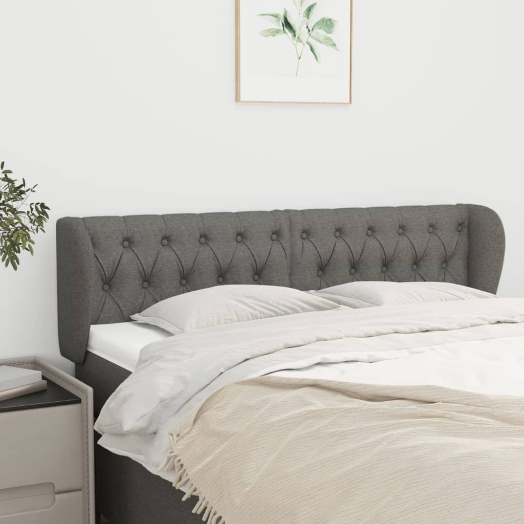 Κεφαλάρι με Πτερύγια Σκούρο Γκρι 163 x 23 x 78/88εκ. Υφασμάτινο - Pakobazaar