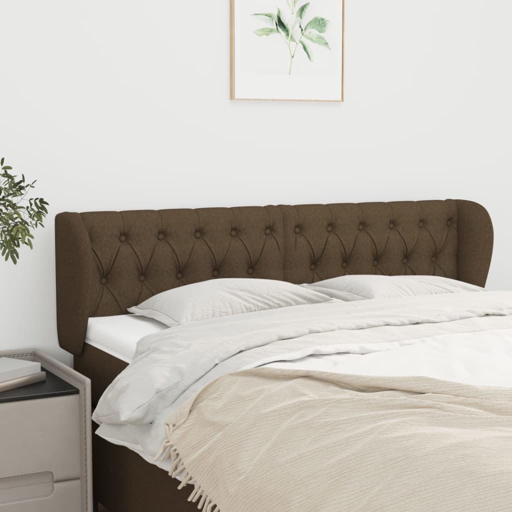 Κεφαλάρι με Πτερύγια Σκούρο Καφέ 163x23x78/88 εκ. Υφασμάτινο - PAKOBAZAAR