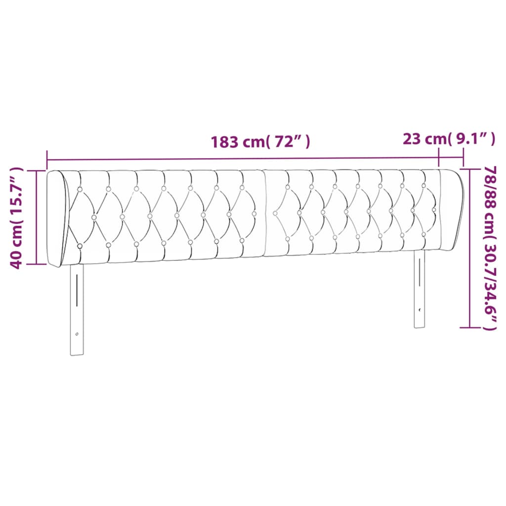 Κεφαλάρι με Πτερύγια Σκούρο Καφέ 183x23x78/88 εκ. Υφασμάτινο - PAKOBAZAAR