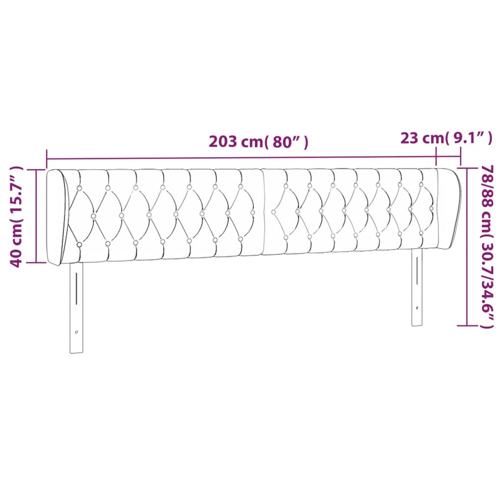 Κεφαλάρι με Πτερύγια Ανοιχτό Γκρι 203x23x78/88 εκ. Υφασμάτινο - PAKOBAZAAR