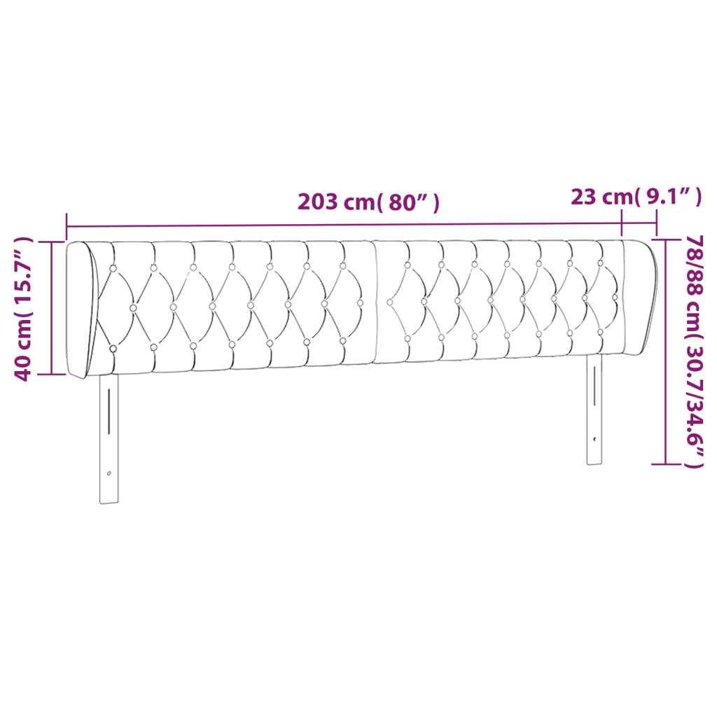 Κεφαλάρι με Πτερύγια Μπλε 203 x 23 x 78/88 εκ. Υφασμάτινο - PAKOBAZAAR