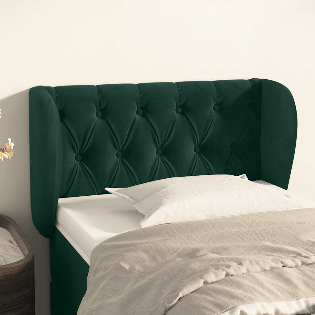 Κεφαλάρι με Πτερύγια Σκούρο Πράσινο 83x23x78/88 εκ. Βελούδινο - PAKOBAZAAR