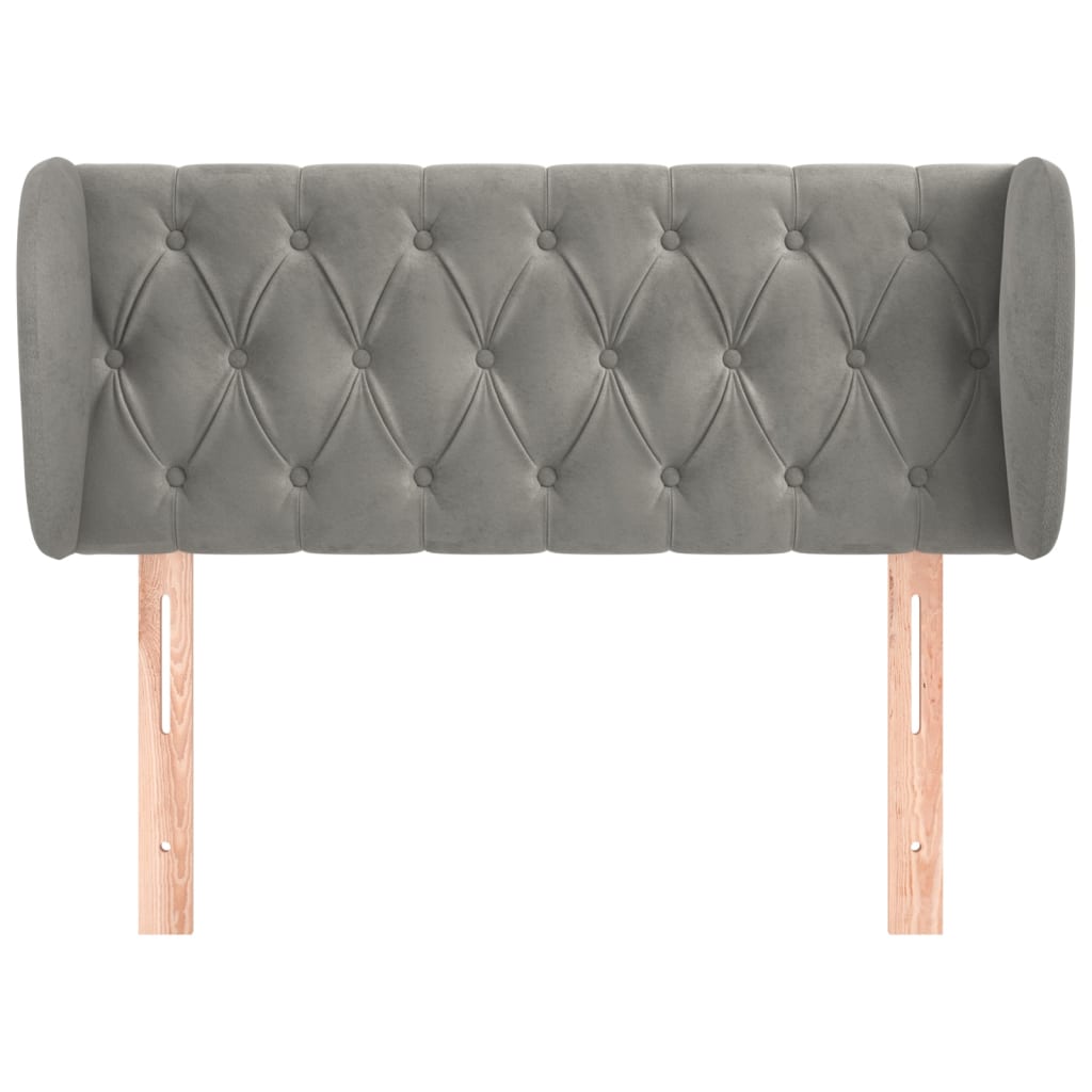 Κεφαλάρι με Πτερύγια Ανοιχτό Γκρι 93x23x78/88 εκ. Βελούδινο - PAKOBAZAAR