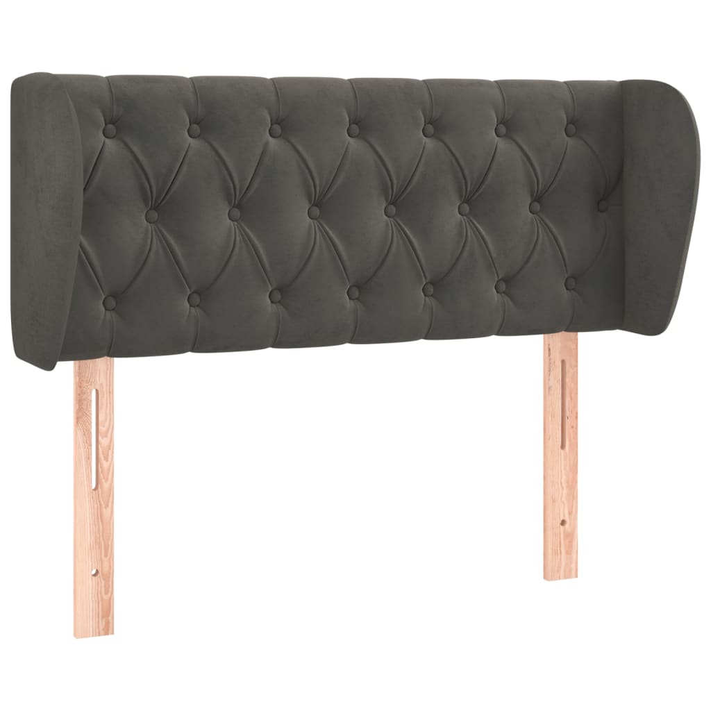 Κεφαλάρι με Πτερύγια Σκούρο Γκρι 93x23x78/88 εκ. Βελούδινο - PAKOBAZAAR