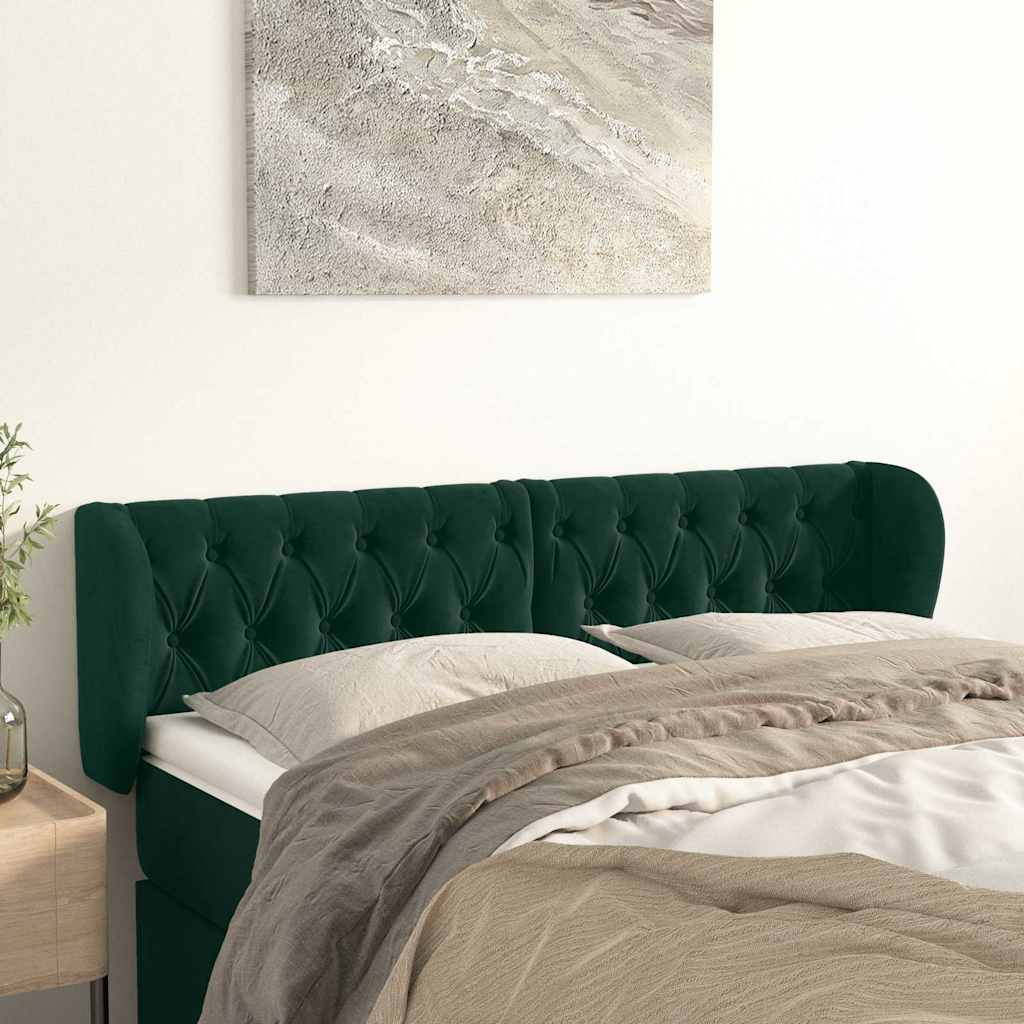 Κεφαλάρι με Πτερύγια Σκούρο Πράσινο 147x23x78/88 εκ. Βελούδινο - Pakobazaar