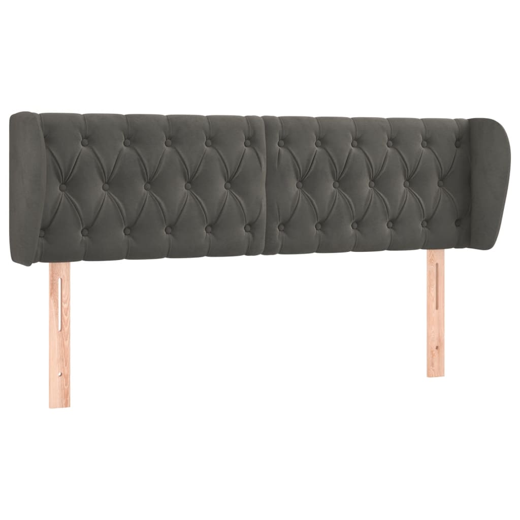 Κεφαλάρι με Πτερύγια Σκούρο Γκρι 163x23x78/88 εκ. Βελούδινο - PAKOBAZAAR