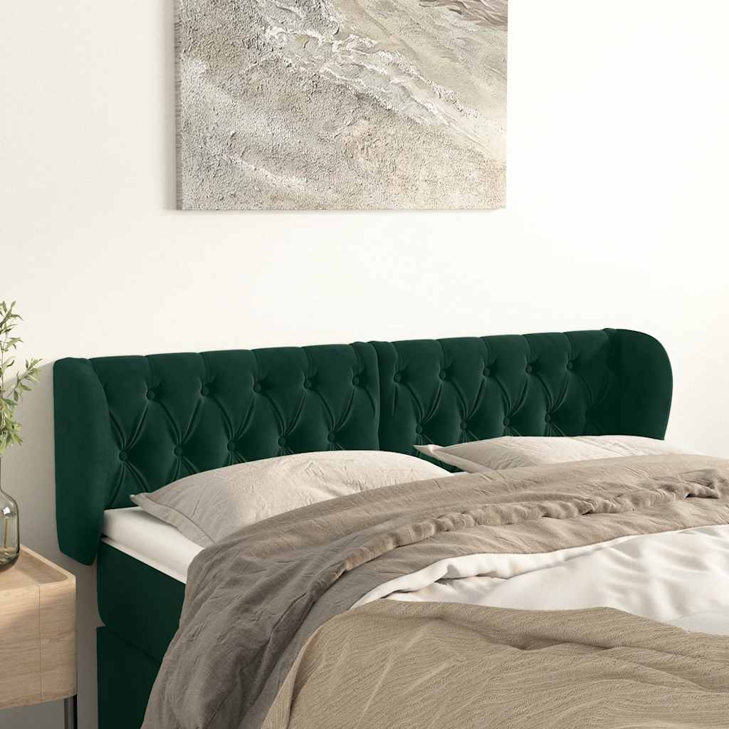 Κεφαλάρι με Πτερύγια Σκούρο Πράσινο 163x23x78/88 εκ. Βελούδινο - Pakobazaar