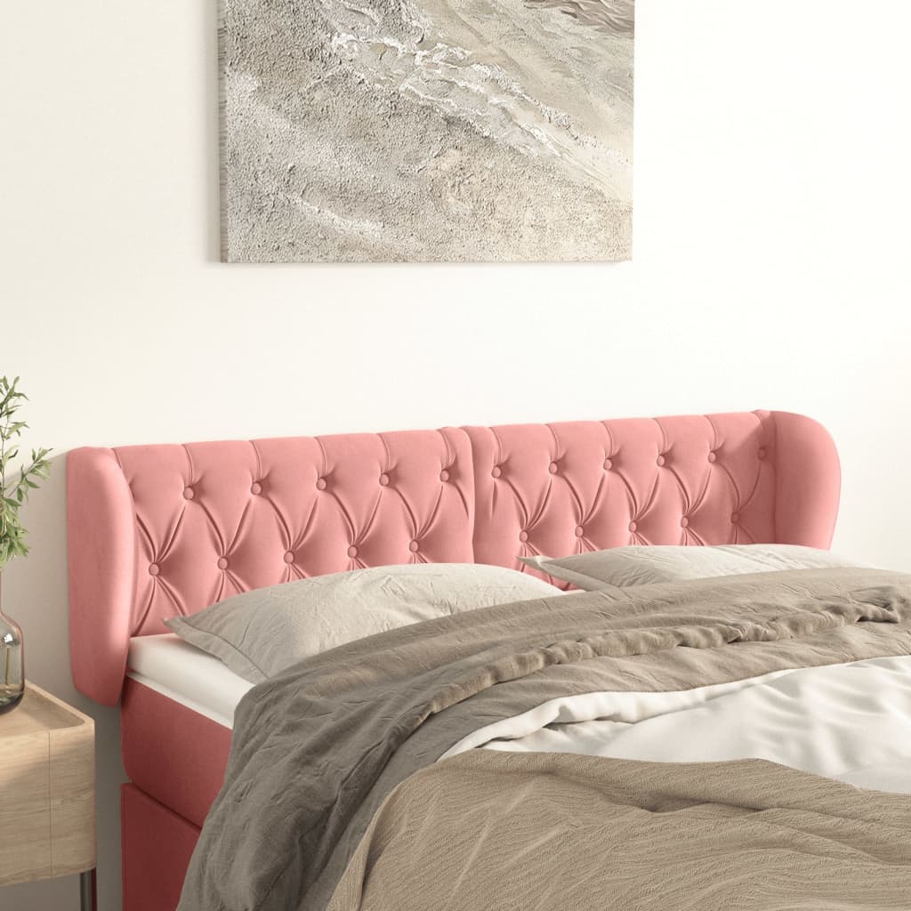 Κεφαλάρι με Πτερύγια Ροζ 163x23x78/88 εκ. Βελούδινο - PAKOBAZAAR