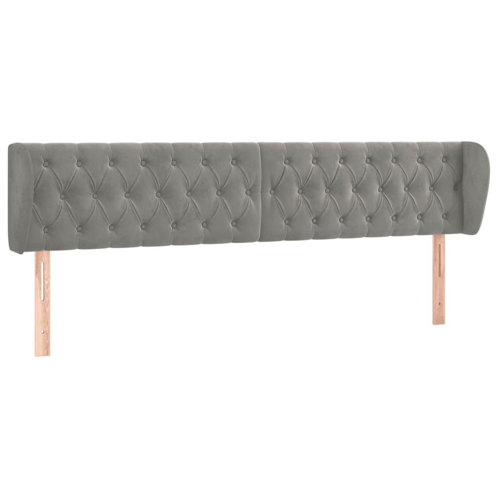 Κεφαλάρι με Πτερύγια Ανοιχτό Γκρι 183x23x78/88 εκ. Βελούδινο - PAKOBAZAAR