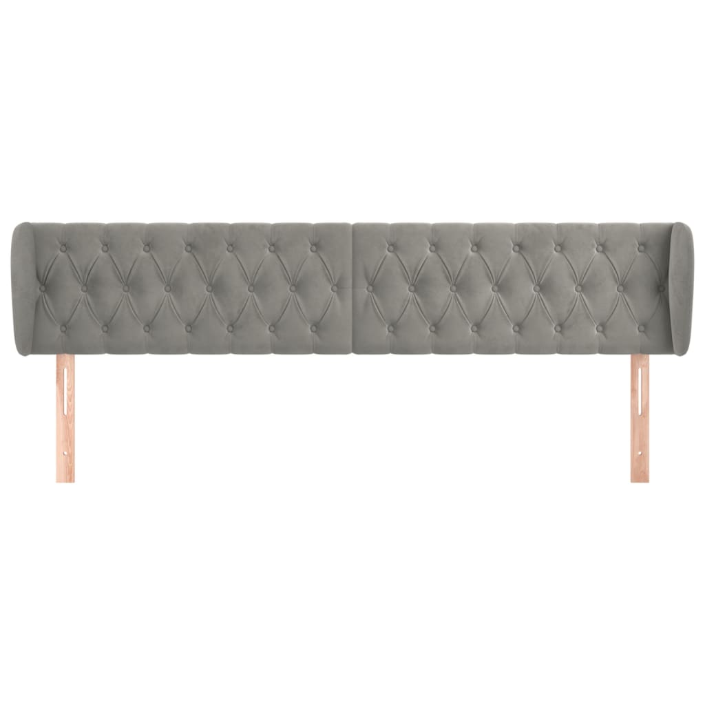 Κεφαλάρι με Πτερύγια Ανοιχτό Γκρι 183x23x78/88 εκ. Βελούδινο - PAKOBAZAAR