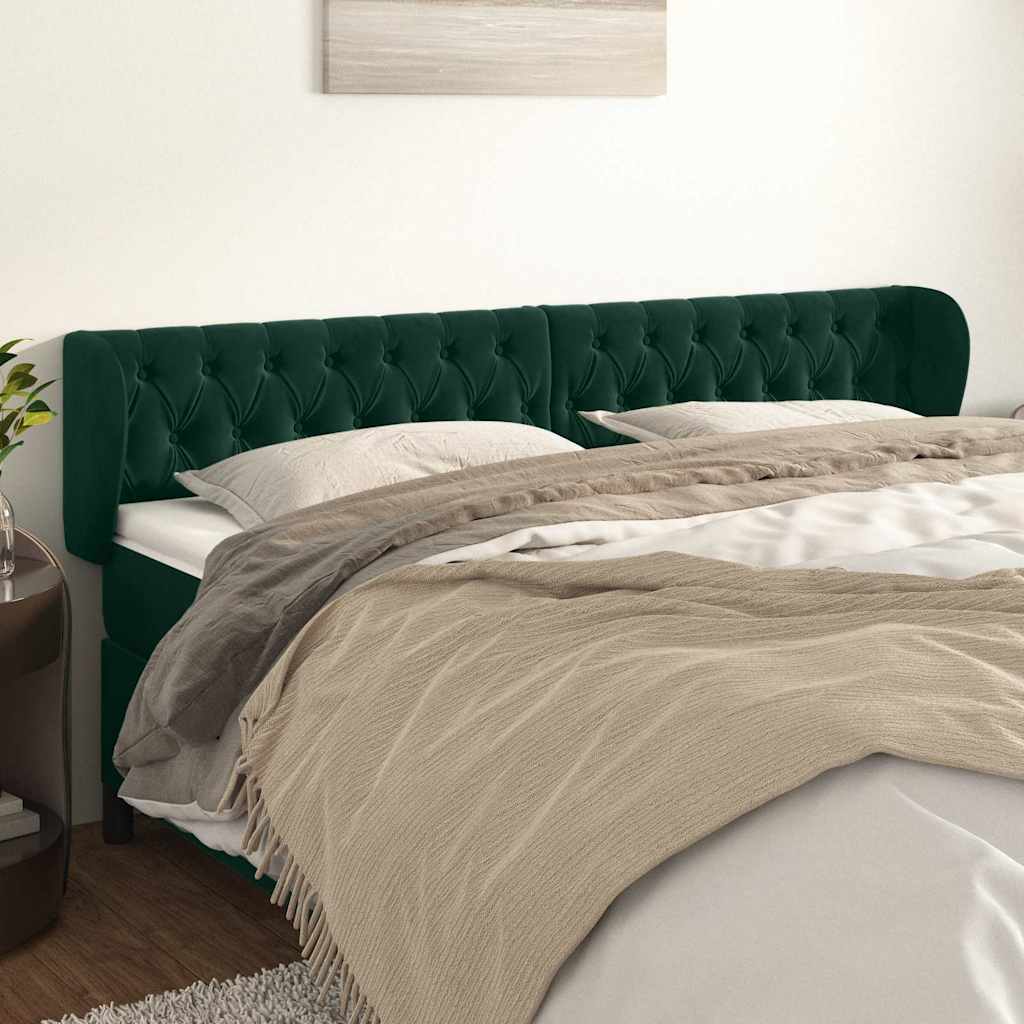 Κεφαλάρι με Πτερύγια Σκούρο Πράσινο 183x23x78/88 εκ. Βελούδινο - PAKOBAZAAR