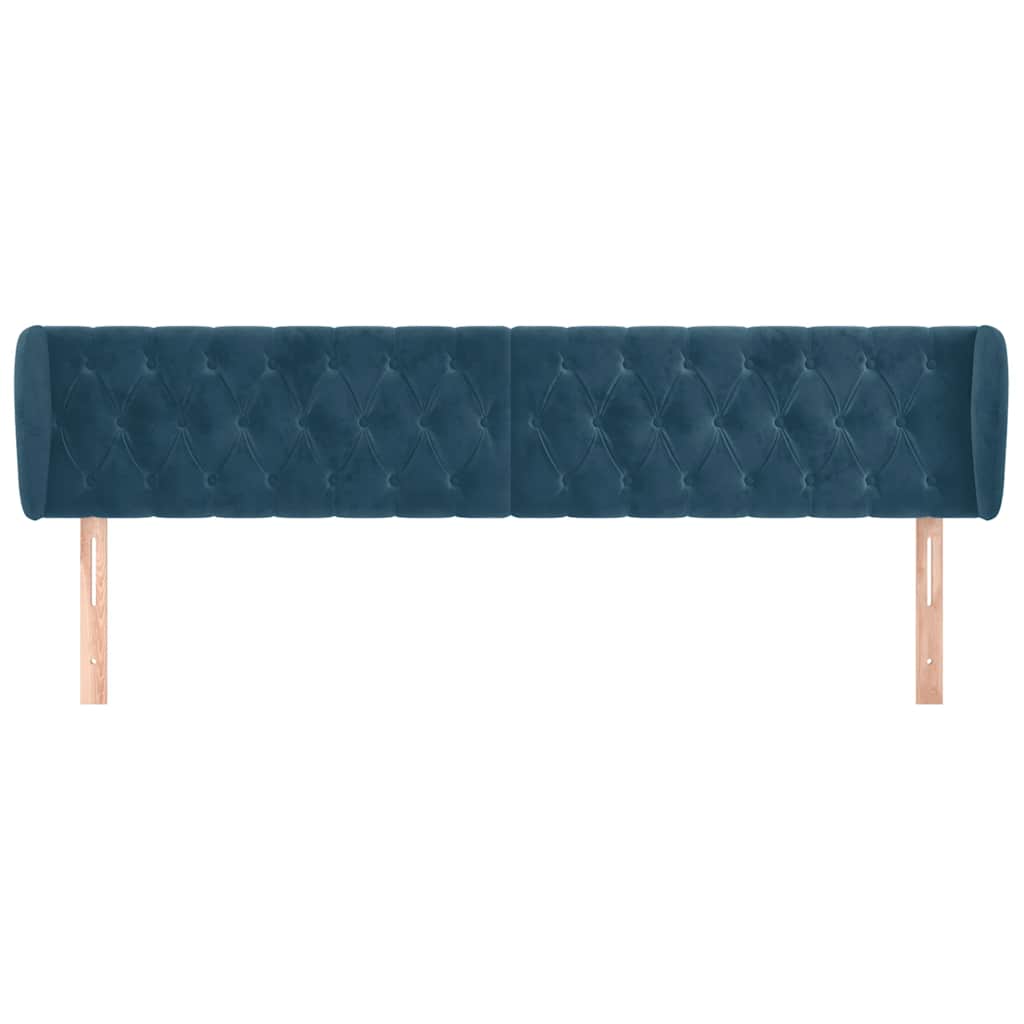 Κεφαλάρι με Πτερύγια Σκούρο Μπλε 183x23x78/88 εκ. Βελούδινο