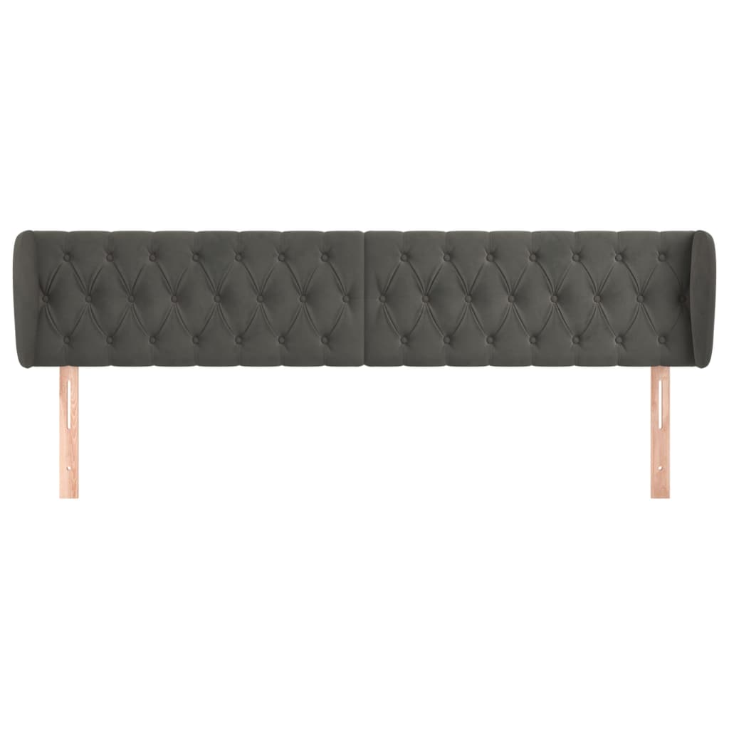 Κεφαλάρι με Πτερύγια Σκούρο Γκρι 203x23x78/88 εκ. Βελούδινο - Pakobazaar