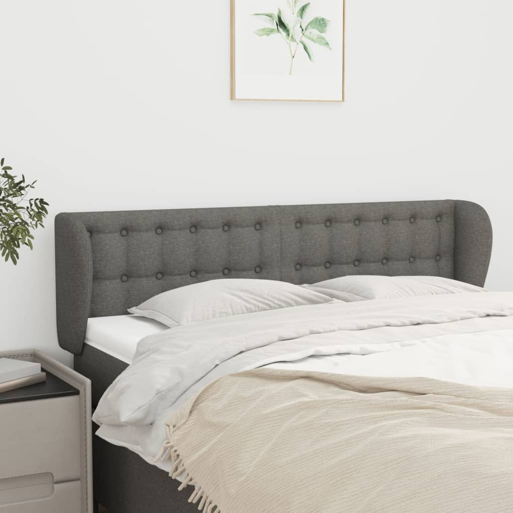 Κεφαλάρι με Πτερύγια Σκούρο Γκρι 147 x 23 x 78/88εκ. Υφασμάτινο - PAKOBAZAAR