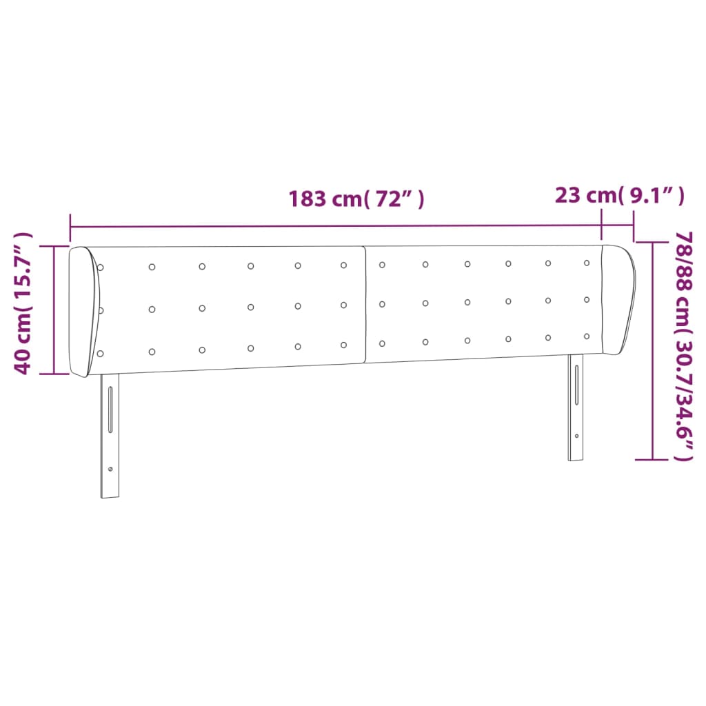 Κεφαλάρι με Πτερύγια Ανοιχτό Γκρι 183x23x78/88 εκ. Υφασμάτινο - PAKOBAZAAR