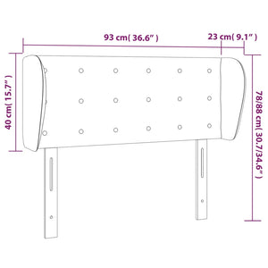 Κεφαλάρι με Πτερύγια Σκούρο Γκρι 93x23x78/88 εκ. Βελούδινο - PAKOBAZAAR