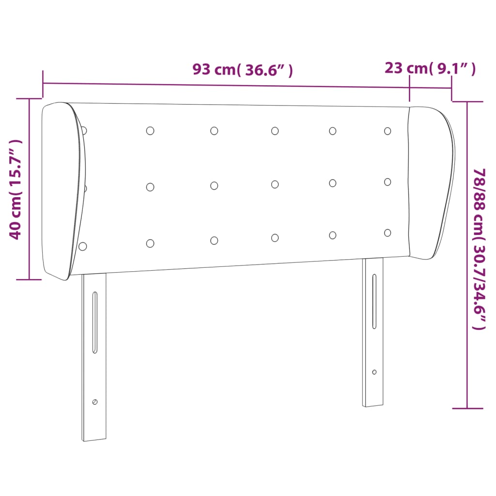 Κεφαλάρι με Πτερύγια Σκούρο Μπλε 93x23x78/88 εκ. Βελούδινο - PAKOBAZAAR