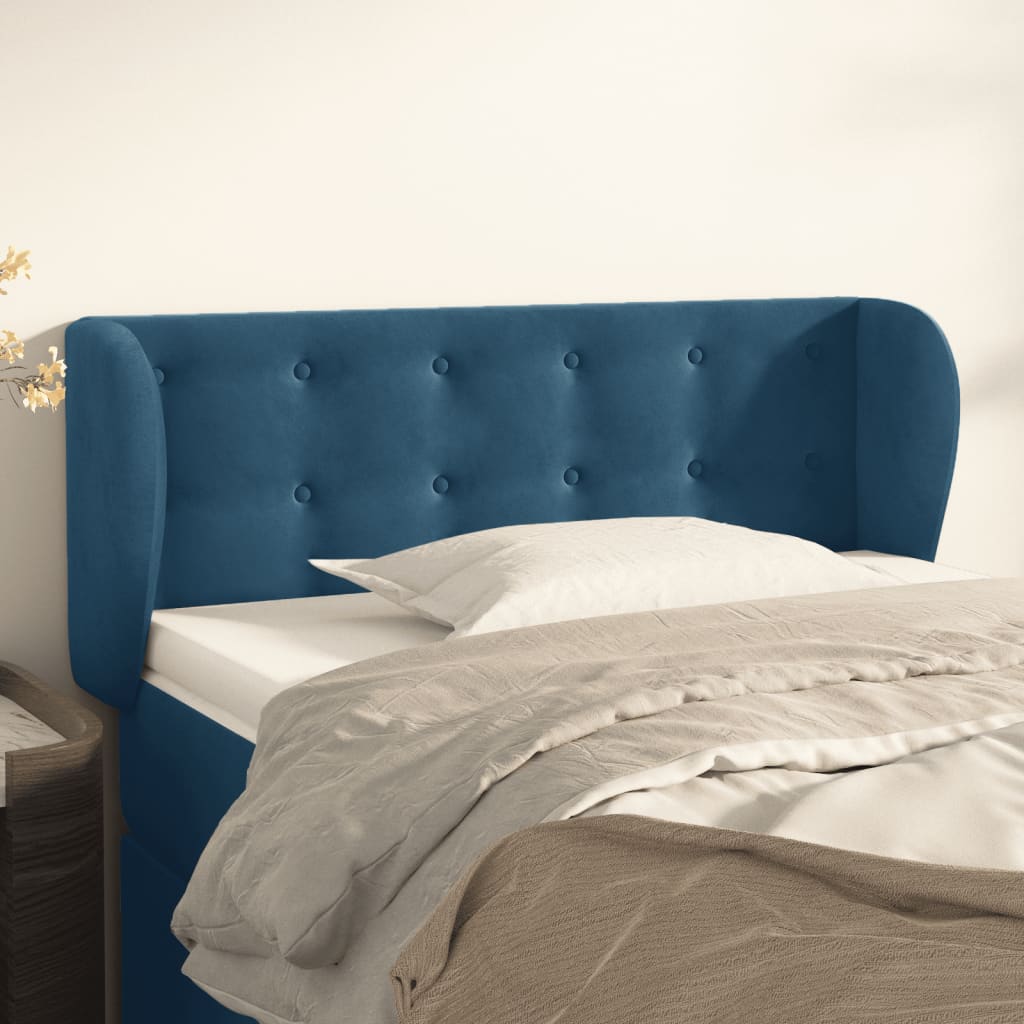 Κεφαλάρι με Πτερύγια Σκούρο Μπλε 93x23x78/88 εκ. Βελούδινο - PAKOBAZAAR