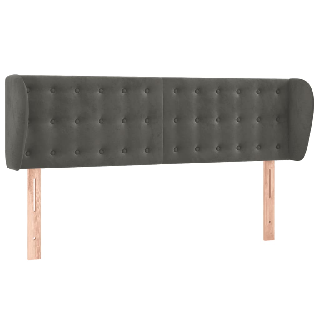 Κεφαλάρι με Πτερύγια Σκούρο Γκρι 147x23x78/88 εκ. Βελούδινο - PAKOBAZAAR
