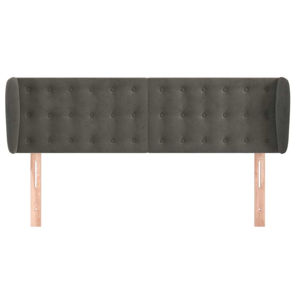 Κεφαλάρι με Πτερύγια Σκούρο Γκρι 147x23x78/88 εκ. Βελούδινο - PAKOBAZAAR