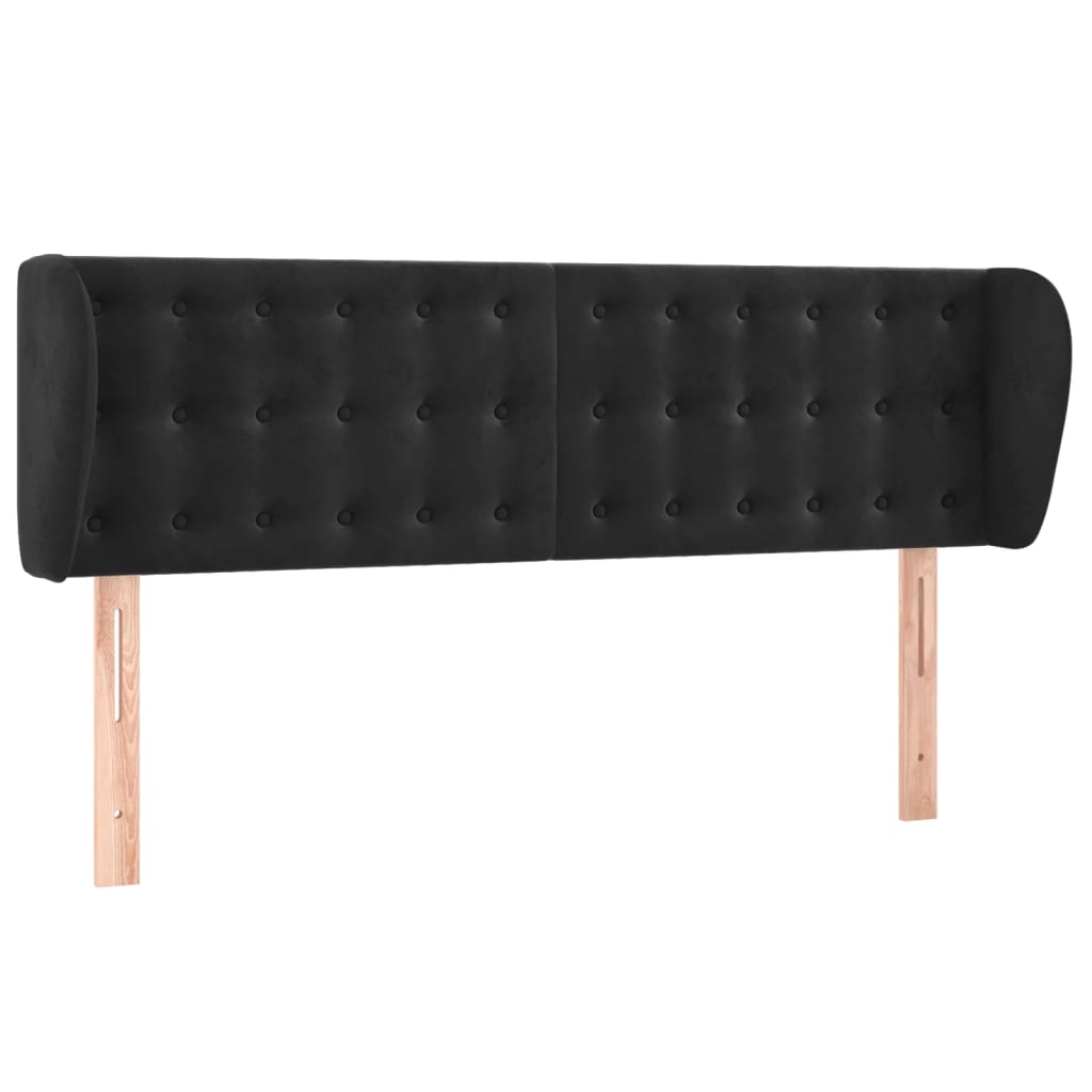 Κεφαλάρι με Πτερύγια Μαύρο 147x23x78/88 εκ. Βελούδινο - PAKOBAZAAR