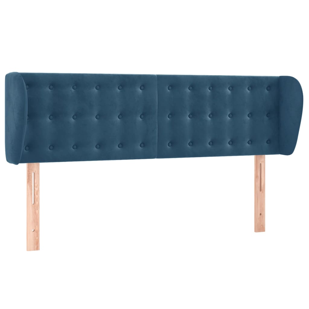 Κεφαλάρι με Πτερύγια Σκούρο Μπλε 147x23x78/88 εκ. Βελούδινο - PAKOBAZAAR