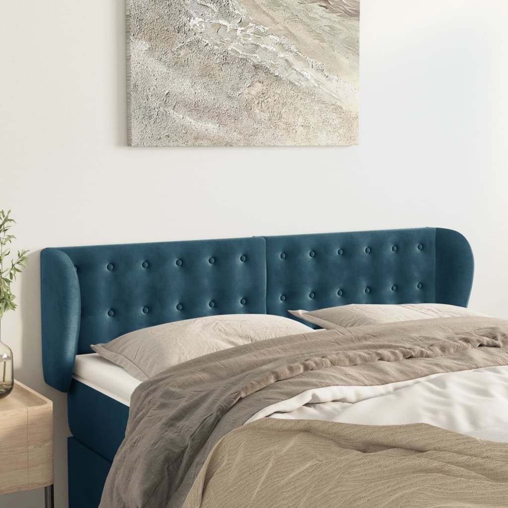 Κεφαλάρι με Πτερύγια Σκούρο Μπλε 147x23x78/88 εκ. Βελούδινο - PAKOBAZAAR