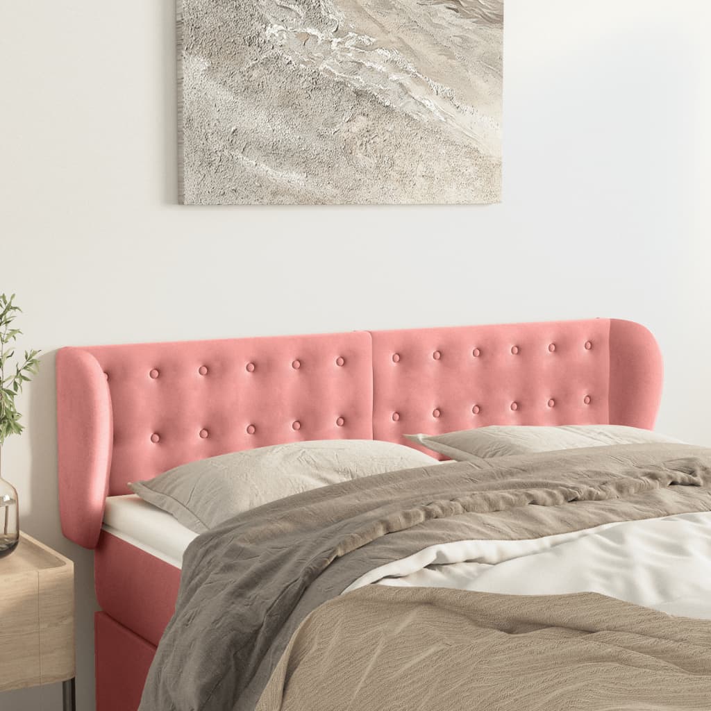 Κεφαλάρι με Πτερύγια Ροζ 147x23x78/88 εκ. Βελούδινο - PAKOBAZAAR