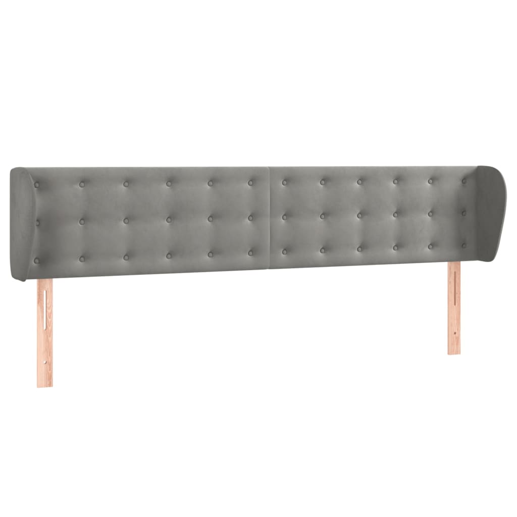 Κεφαλάρι με Πτερύγια Ανοιχτό Γκρι 163x23x78/88 εκ. Βελούδινο - PAKOBAZAAR