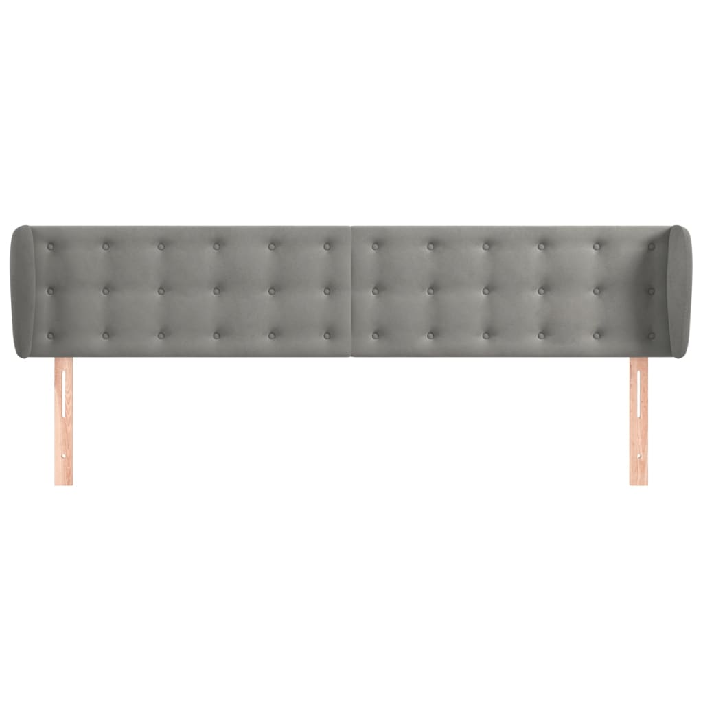 Κεφαλάρι με Πτερύγια Ανοιχτό Γκρι 163x23x78/88 εκ. Βελούδινο - PAKOBAZAAR