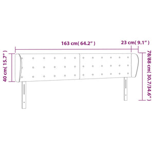 Κεφαλάρι με Πτερύγια Σκούρο Γκρι 163x23x78/88 εκ. Βελούδινο - PAKOBAZAAR