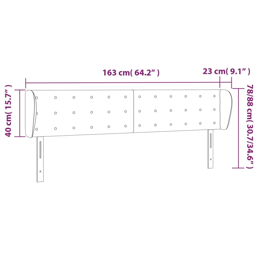 Κεφαλάρι με Πτερύγια Σκούρο Μπλε 163x23x78/88 εκ. Βελούδινο - PAKOBAZAAR