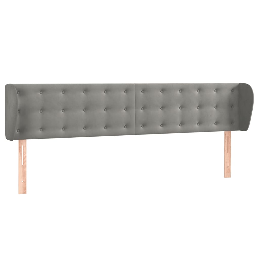 Κεφαλάρι με Πτερύγια Ανοιχτό Γκρι 183x23x78/88 εκ. Βελούδινο - PAKOBAZAAR