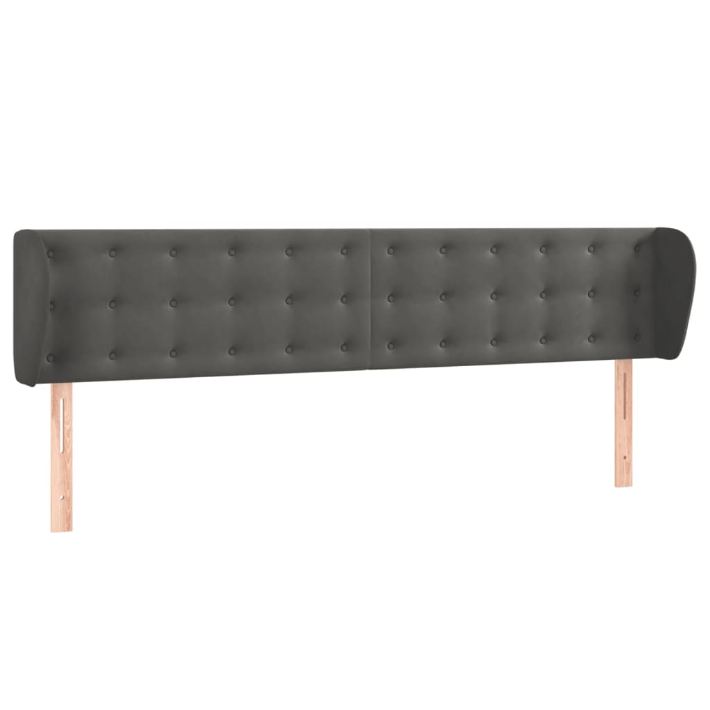 Κεφαλάρι με Πτερύγια Σκούρο Γκρι 183x23x78/88 εκ. Βελούδινο - PAKOBAZAAR