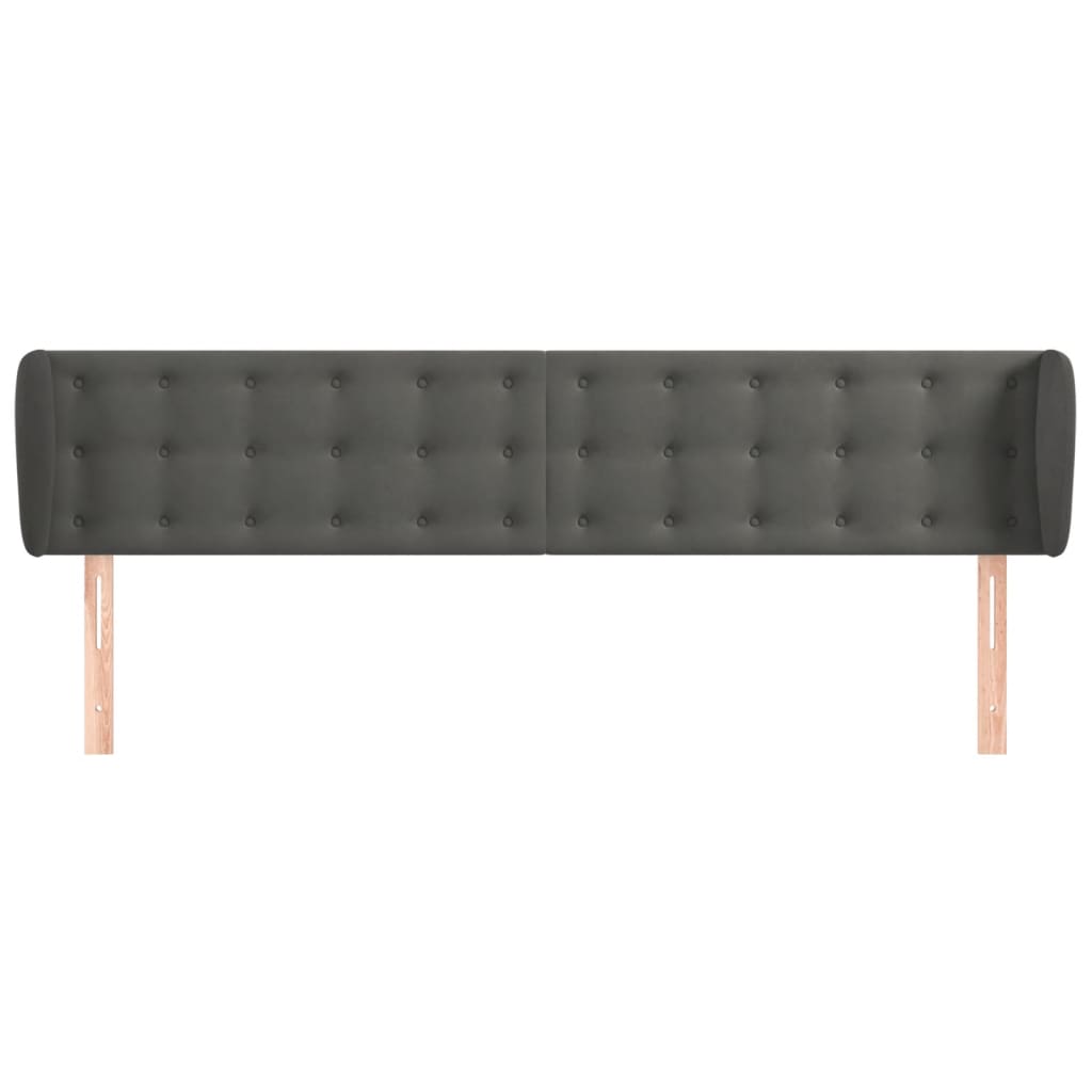 Κεφαλάρι με Πτερύγια Σκούρο Γκρι 183x23x78/88 εκ. Βελούδινο - PAKOBAZAAR