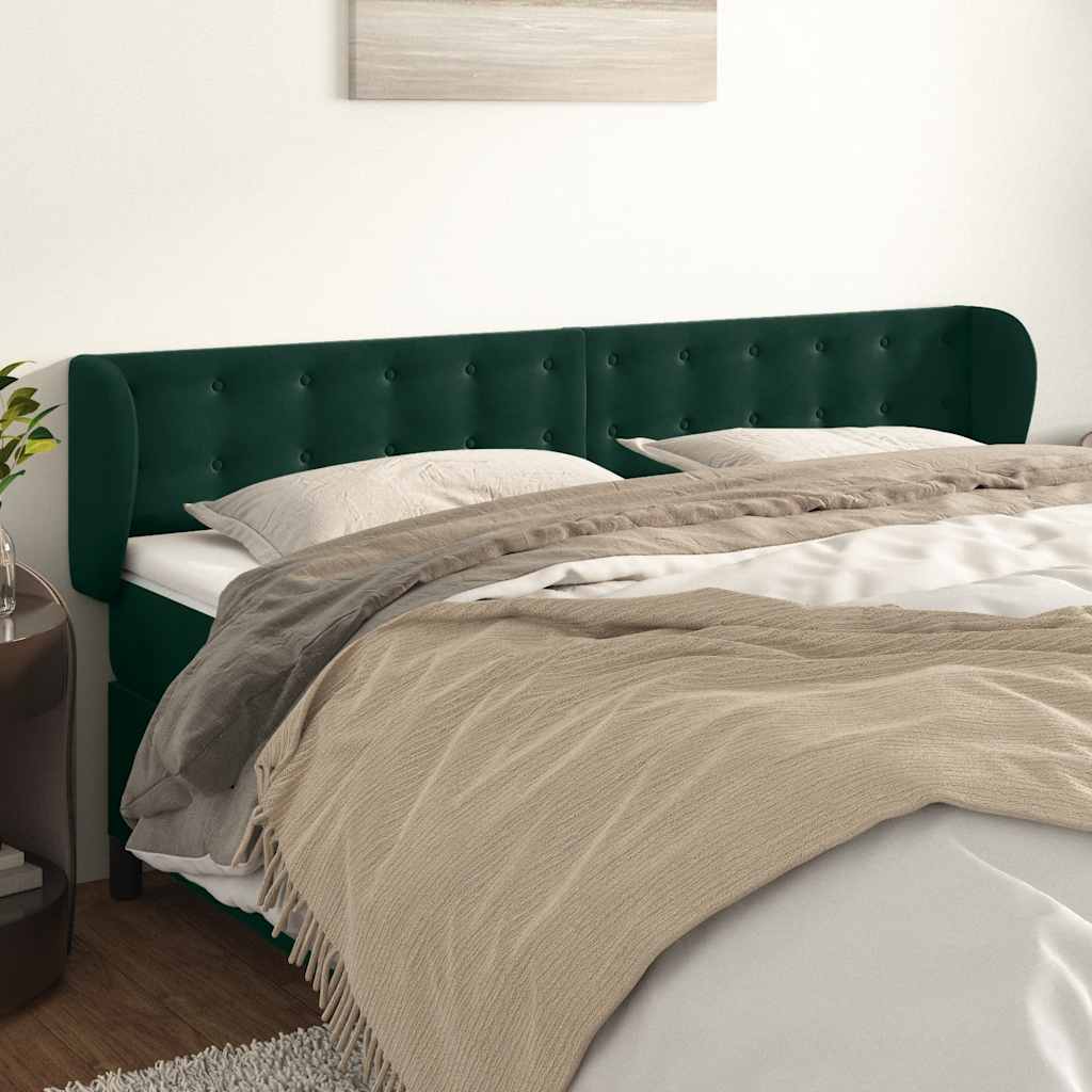 Κεφαλάρι με Πτερύγια Σκούρο Πράσινο 183x23x78/88 εκ. Βελούδινο - Pakobazaar