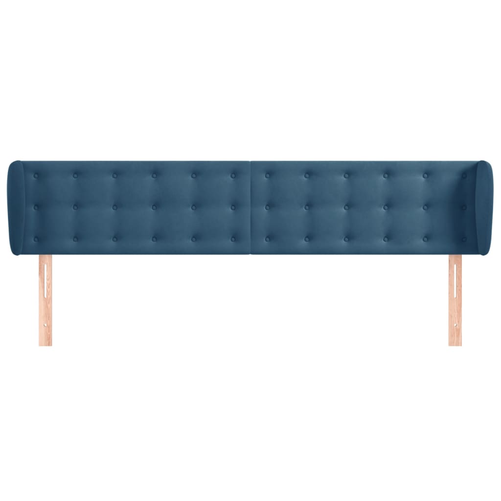 Κεφαλάρι με Πτερύγια Σκούρο Μπλε 183x23x78/88 εκ. Βελούδινο - PAKOBAZAAR