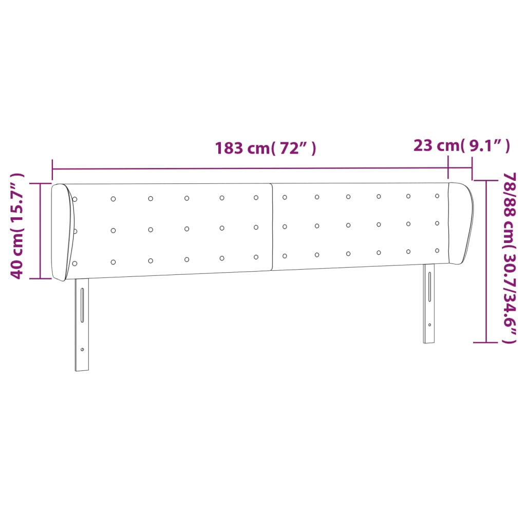 Κεφαλάρι με Πτερύγια Σκούρο Μπλε 183x23x78/88 εκ. Βελούδινο - PAKOBAZAAR
