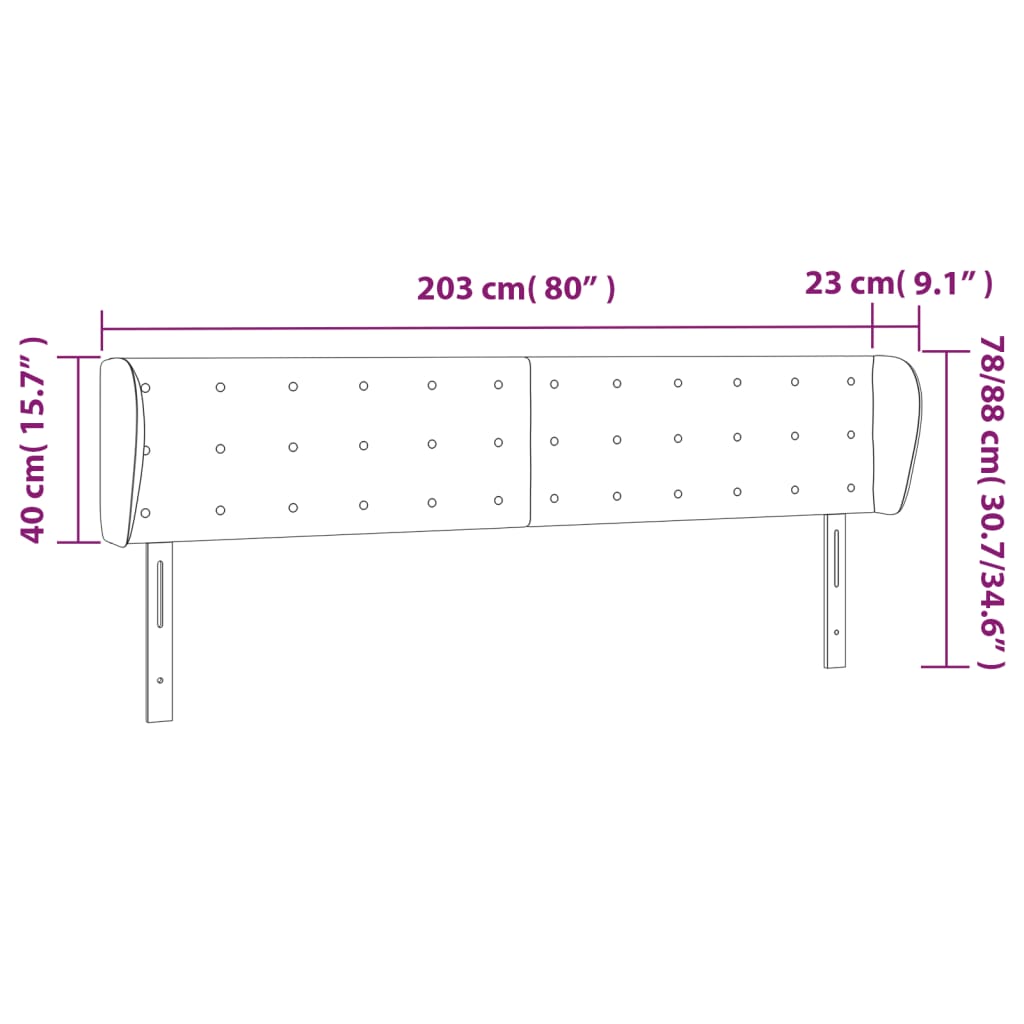 Κεφαλάρι με Πτερύγια Σκούρο Μπλε 203x23x78/88 εκ. Βελούδινο - PAKOBAZAAR