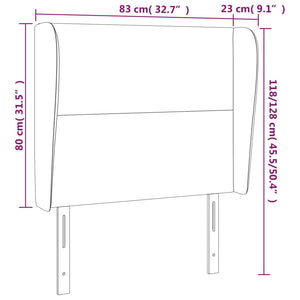 Κεφαλάρι με Πτερύγια Σκούρο Γκρι 83x23x118/128 εκ. Υφασμάτινο - PAKOBAZAAR