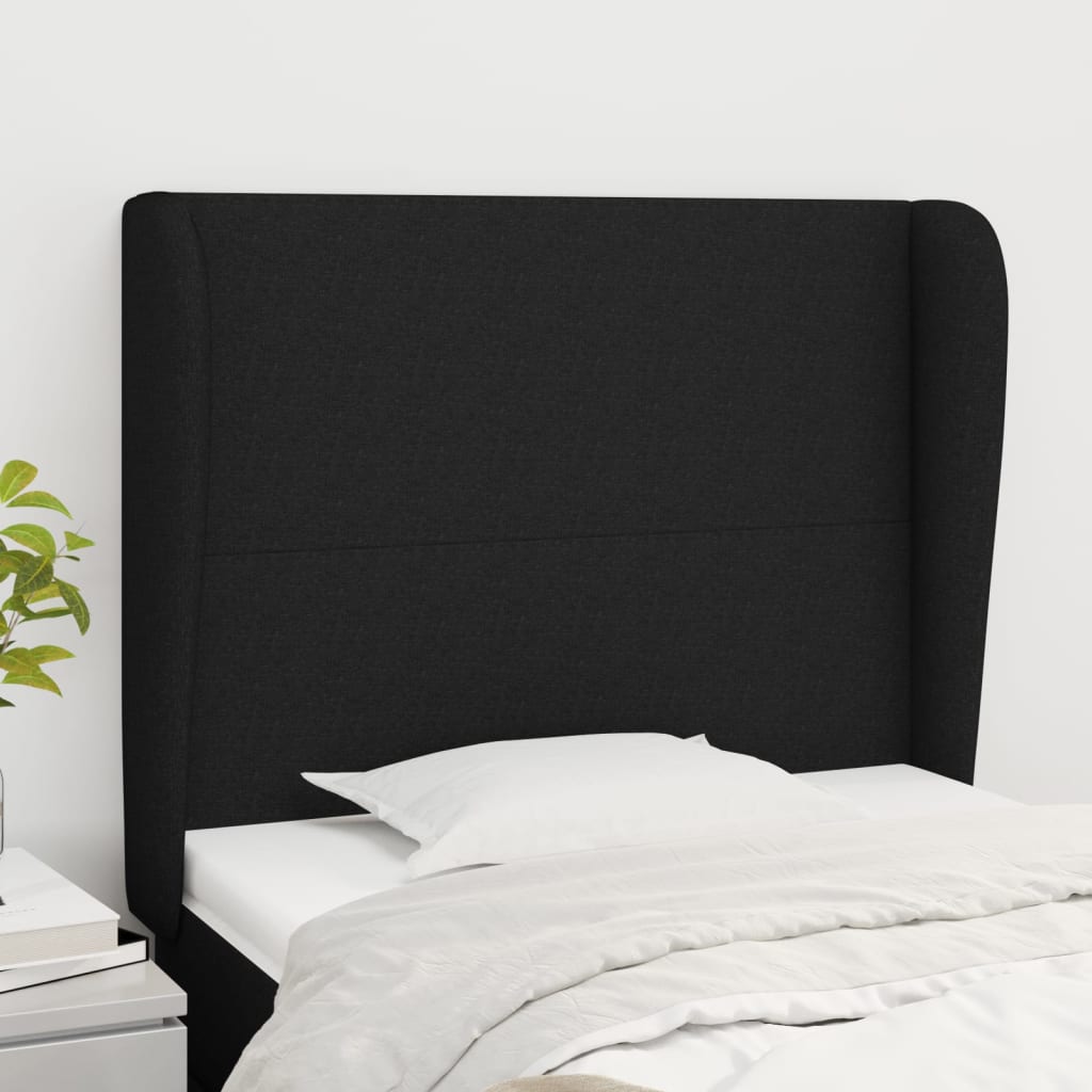 Κεφαλάρι με Πτερύγια Μαύρο 83x23x118/128 εκ. Υφασμάτινο - PAKOBAZAAR