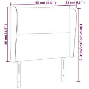 Κεφαλάρι με Πτερύγια Σκούρο Γκρι 93 x 23 x 118/128εκ.Υφασμάτινο - Pakobazaar