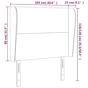 Κεφαλάρι με Πτερύγια Κρεμ 103x23x118/128 εκ. Υφασμάτινο - PAKOBAZAAR