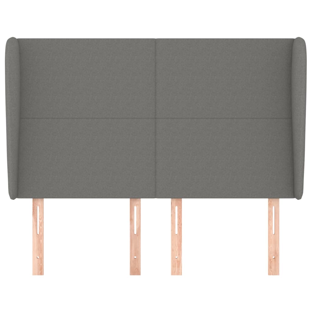 Κεφαλάρι με Πτερύγια Σκούρο Γκρι 147x23x118/128 εκ. Υφασμάτινο - PAKOBAZAAR