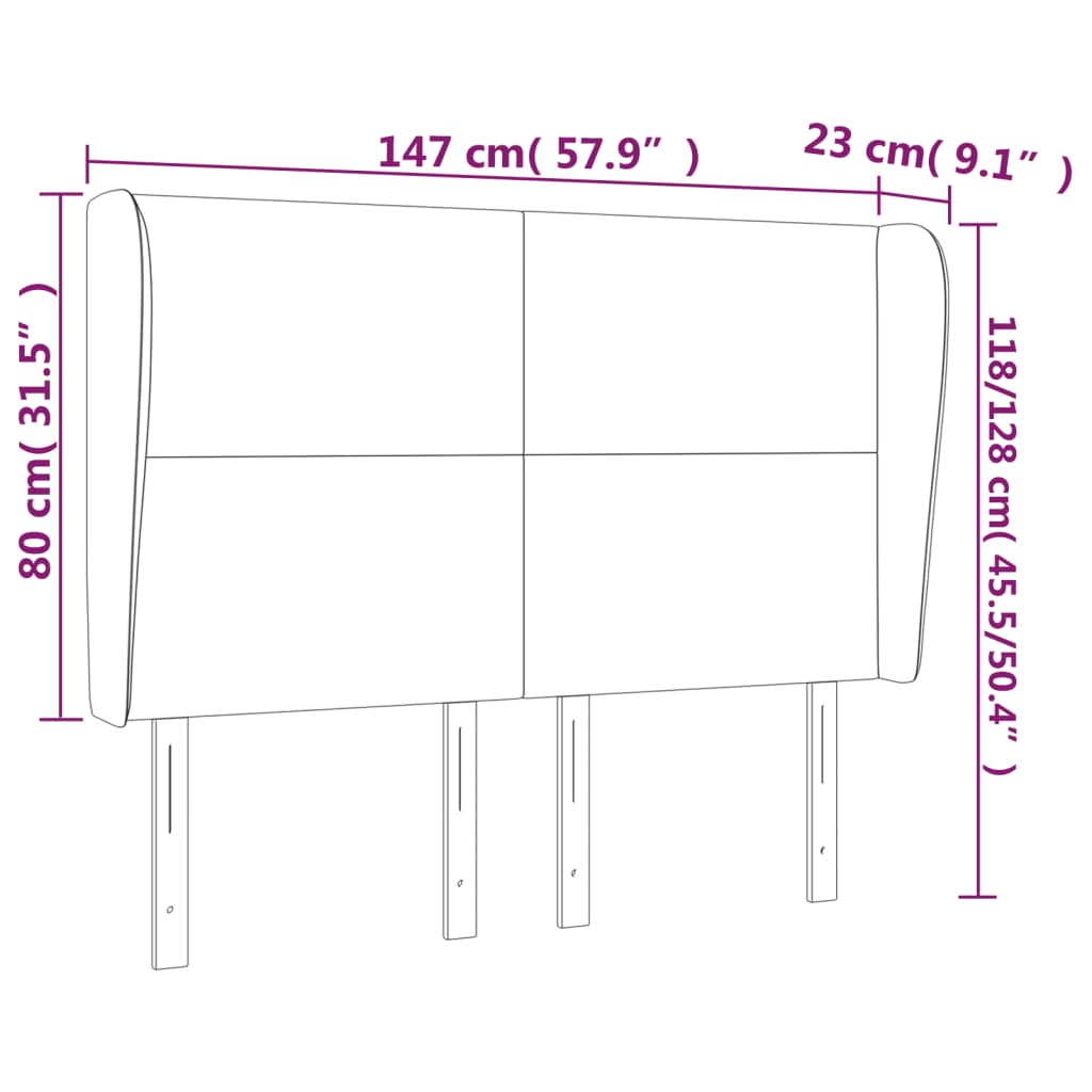 Κεφαλάρι με Πτερύγια Μπλε 147x23x118/128 εκ. Υφασμάτινο - PAKOBAZAAR
