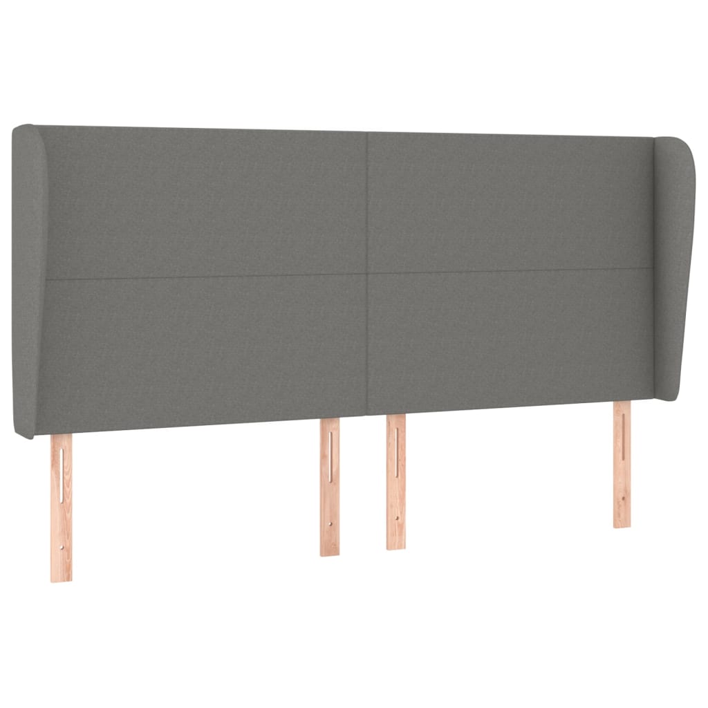 Κεφαλάρι με Πτερύγια Σκούρο Γκρι 163x23x118/128 εκ. Υφασμάτινο - PAKOBAZAAR