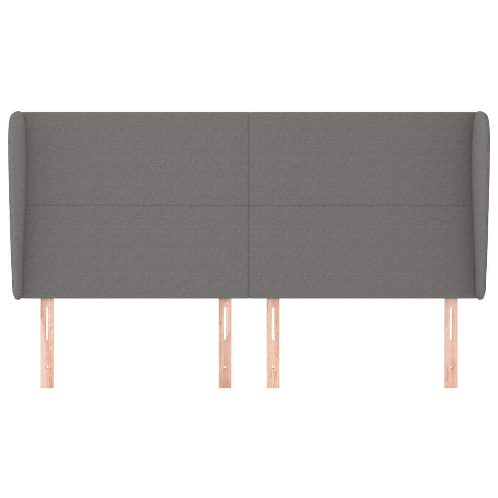 Κεφαλάρι με Πτερύγια Σκούρο Γκρι 163x23x118/128 εκ. Υφασμάτινο - PAKOBAZAAR